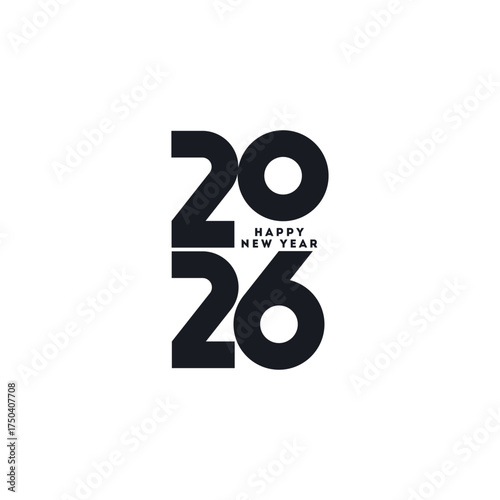 2026 new year logo. Number of year text design. Design elements for greeting card, invitation, calendar, etc. Vector illustration.