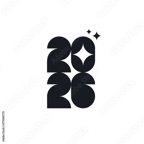 2026 new year logo. Number of year text design. Design elements for greeting card, invitation, calendar, etc. Vector illustration.