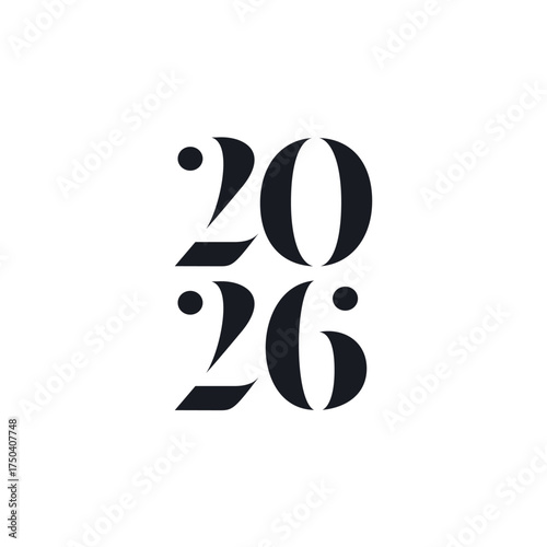 2026 new year logo. Number of year text design. Design elements for greeting card, invitation, calendar, etc. Vector illustration.