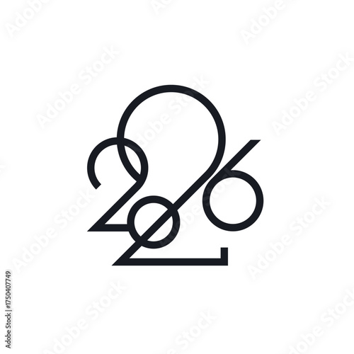 2026 new year logo. Number of year text design. Design elements for greeting card, invitation, calendar, etc. Vector illustration.