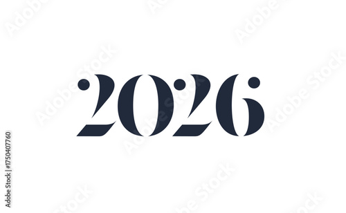 2026 new year logo. Number of year text design. Design elements for greeting card, invitation, calendar, etc. Vector illustration.