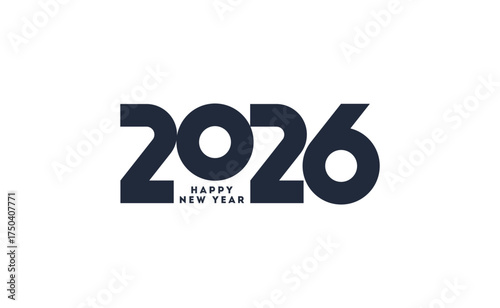 2026 new year logo. Number of year text design. Design elements for greeting card, invitation, calendar, etc. Vector illustration.