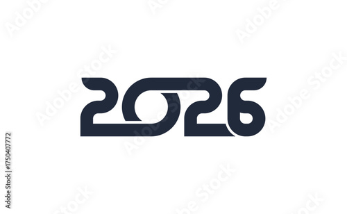 2026 new year logo. Number of year text design. Design elements for greeting card, invitation, calendar, etc. Vector illustration.