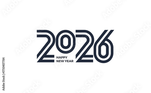2026 new year logo. Number of year text design. Design elements for greeting card, invitation, calendar, etc. Vector illustration.