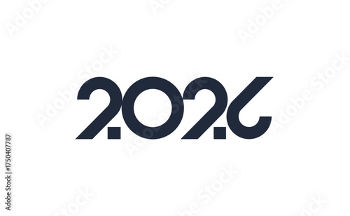 2026 new year logo. Number of year text design. Design elements for greeting card, invitation, calendar, etc. Vector illustration.