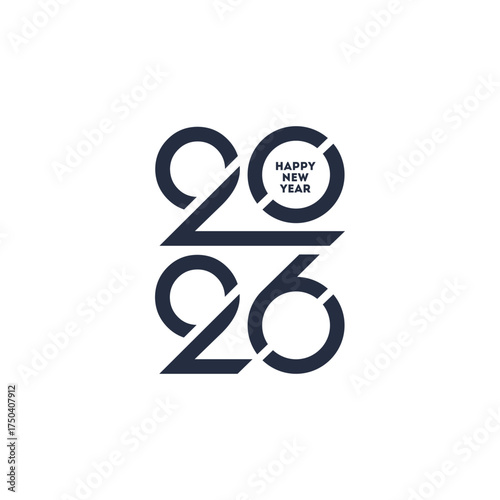 2026 new year logo. Number of year text design. Design elements for greeting card, invitation, calendar, etc. Vector illustration.