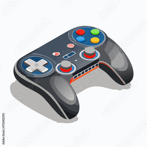 Isometric Game Controller Illustration - Digital Gaming Device for Interactive Entertainment