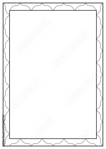 A4 Paper Frame Designed with Black Lines, work sheet border
