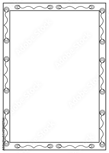 A4 Paper Frame Designed with Black Lines, work sheet border