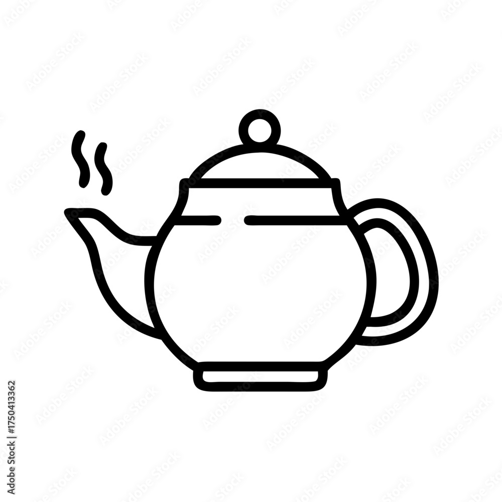 Obraz premium Iconic outline of a steaming teapot in minimalist design 