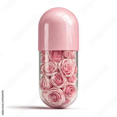 Pastel Pink Capsule with Pink Roses Inside
