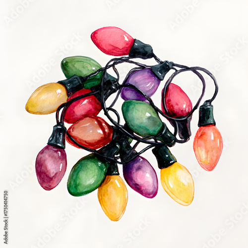 Playful Watercolor Clipart of Colorful Christmas Decorations