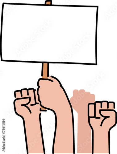 Protests riot hold blank banner