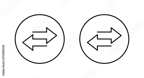 Exchange arrow icon in circular outline. Two way arrows symbol. Data transfer sign