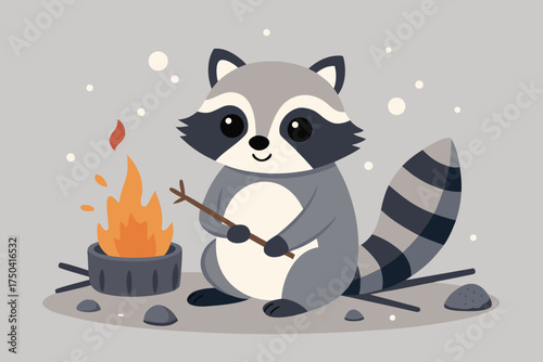Cute cartoon cat giving a gift to a mouse