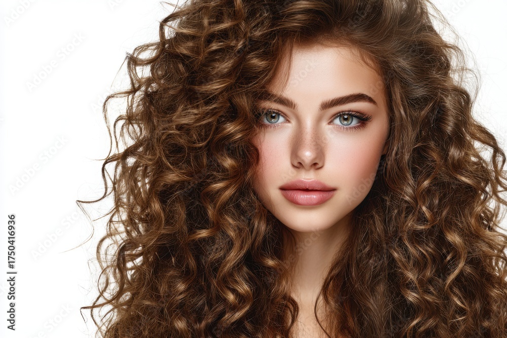 Fototapeta premium Beautiful woman with curly hair.