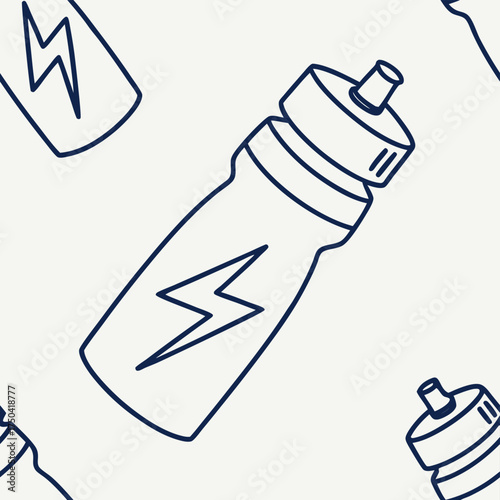 High quality photo of a sports water bottle with a lightning bolt design seamless pattern vector