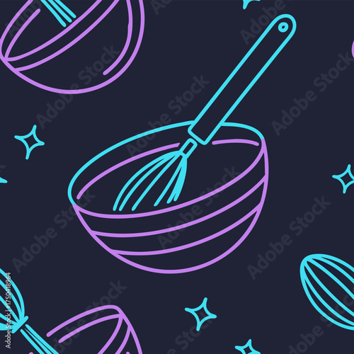 High quality photo of a neon gradient whisk in a bowl pattern vector