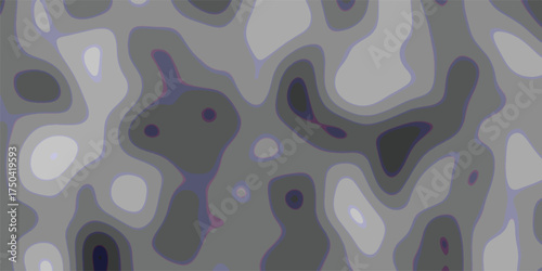 Abstract topographical map with organic fluid shapes in gray, white, and subtle purple outlines, showcasing smooth gradients and a modern, scientific aesthetic for backgrounds
