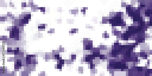Pixelated abstract pattern with varying shades of purple and white, creating a mosaic-like or digital glitch effect with blurred edges and a modern aesthetic
