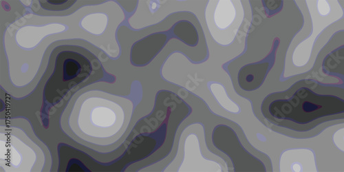 Organic contour map abstraction with smooth, flowing shapes in varying shades of grey and subtle purple outlines, ideal for scientific or artistic backgrounds