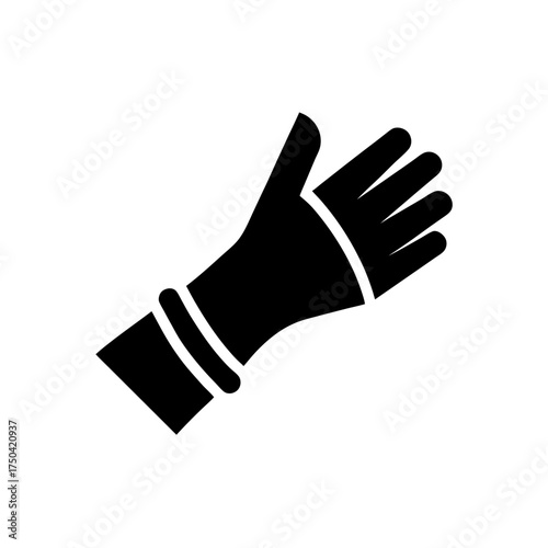 Illustration of a black protective glove on transparent background silhouette