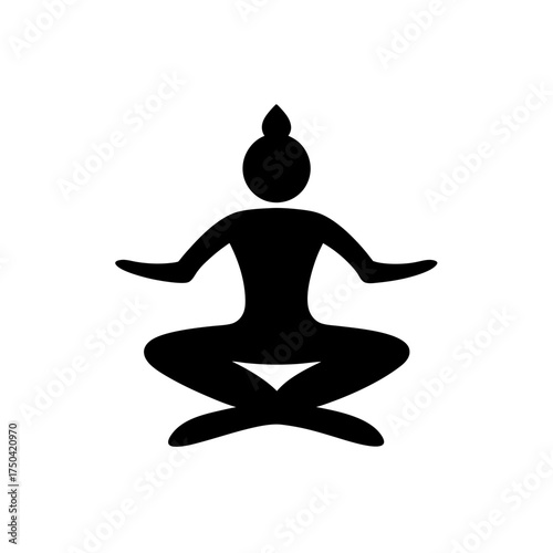 Silhouette of person in lotus position pose on transparent background