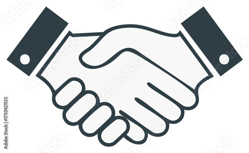 Graphic icon of two hands shaking representing business agreement partnership and trust cooperation