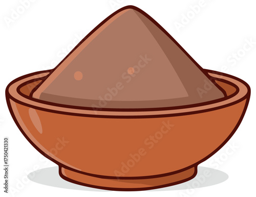 Bowl Filled with Brown Powder Illustration for Cooking and Spice Concepts