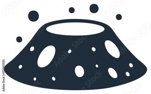 Stylized Dark UFO Flying Saucer with Bubbles Floating Above