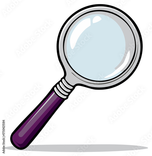 Cartoon magnifying glass illustration for search, investigation, and analysis