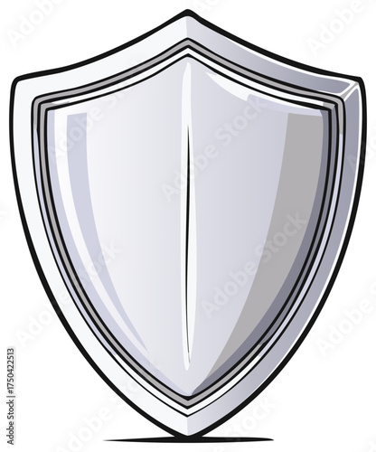 Vector illustration of a shiny silver medieval knight shield for protection and security