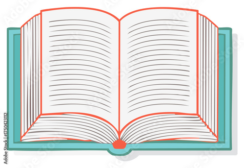 Open blank book with lined pages and a turquoise cover