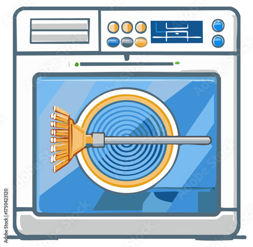 Appliance cleaning with a tool inside a dryer drum concept