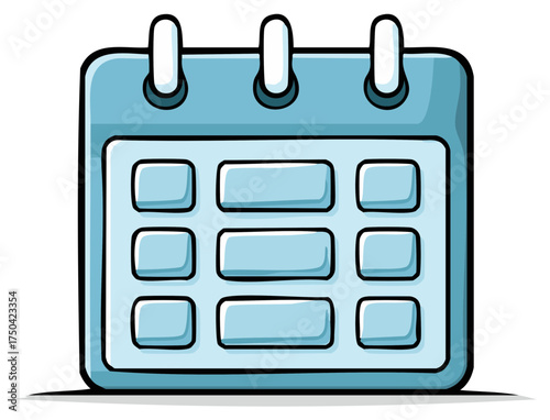 Cartoon calendar illustration, graphic design for time management and planning