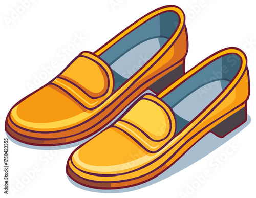 Stylish Orange Loafer Shoes with a Classic Design and Blue Interior