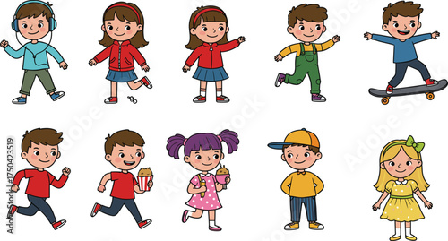 cartoon kids with different professions