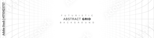 Minimal geometric grid abstract background with black curved lines on white surface, modern clean vector design for technology banner, architecture, or presentation template