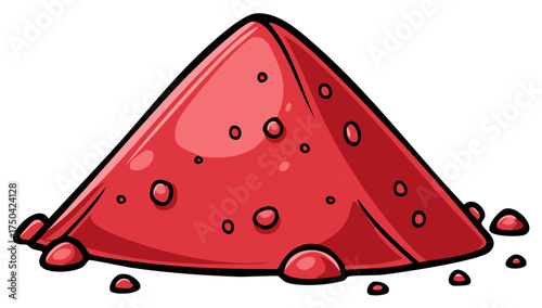 Pile of Red Powder with Small Round Particles and Black Outlines in Vector Illustration