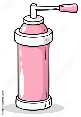 Cartoon pink whipped cream dispenser with chrome handle and lever