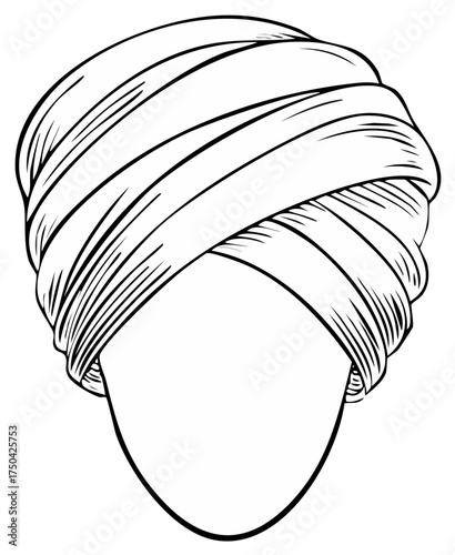 Traditional Turban Headwear Graphic Illustration