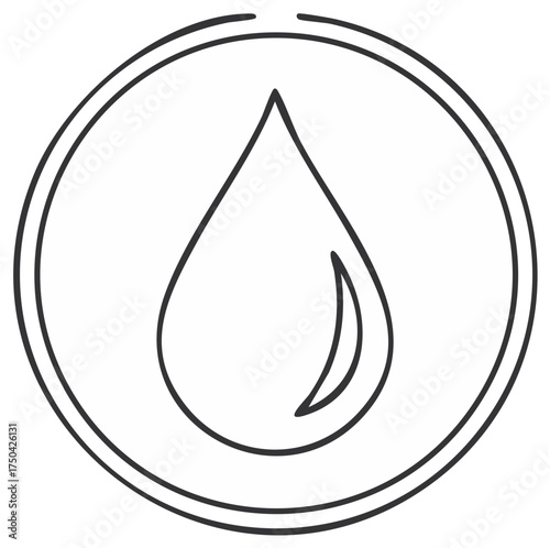 Minimalist Water Drop Outline Inside Double Circle Graphic Element Freshness Liquid Dew Shape Moisture Design