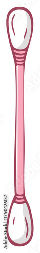 Ear Cleaner Tool with Soft Cotton Swabs: Illustration of Sanitary Personal Hygiene Stick with Pink Handle for Cleaning