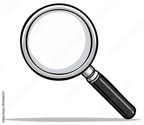 Vibrant cartoon illustration of a magnifying glass tool for search analysis and discovery concepts
