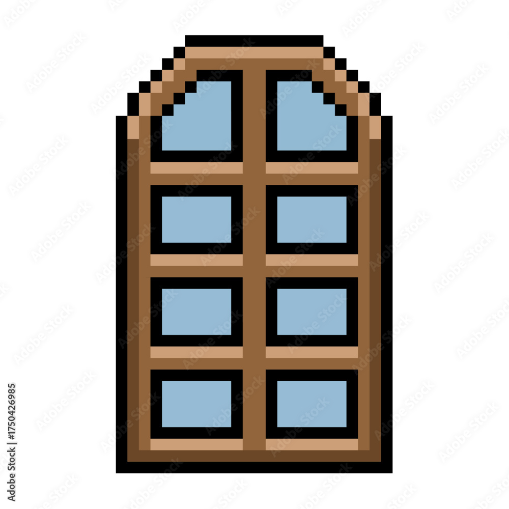 Obraz premium Pixel window icon vector. Ideal for application interface, software, and view themes. This digital graphic is perfect for game, retro game, or 8 bit design projects and assets.