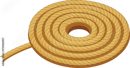 Coiled natural fiber rope or twine for crafts and construction