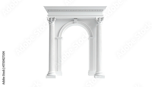 Elegant white architectural structure, classical design, arched doorway with columns