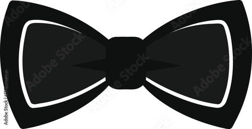 Classic black bow tie with white trim isolated on white background