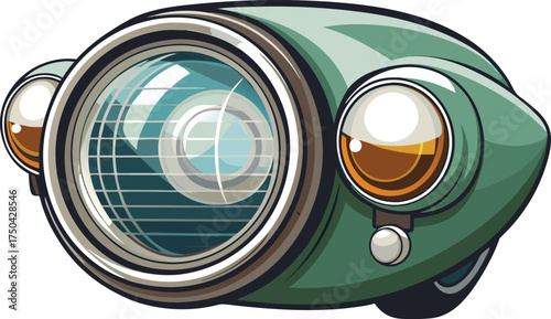 Vintage motorcycle headlight with side indicators and chrome accents