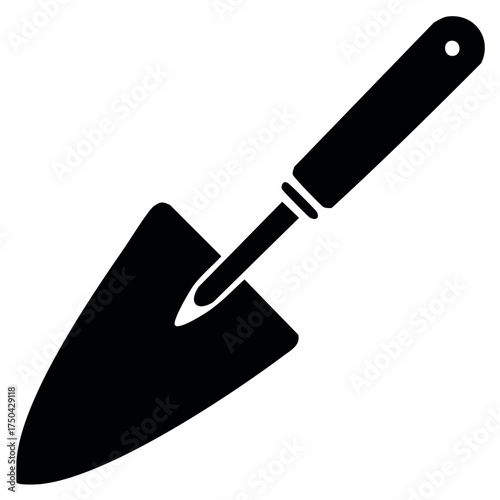 Simple silhouette of a garden trowel tool for digging and planting tasks